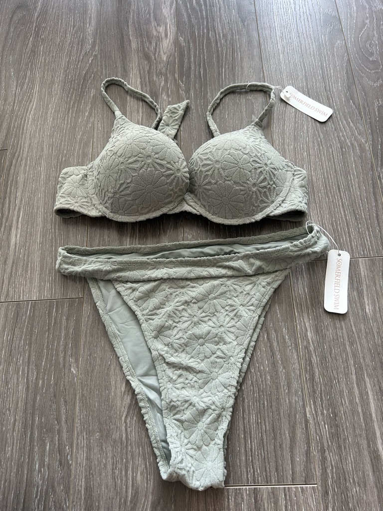 Somerfield Swim Sage Green Floral Bikini Size Xl New